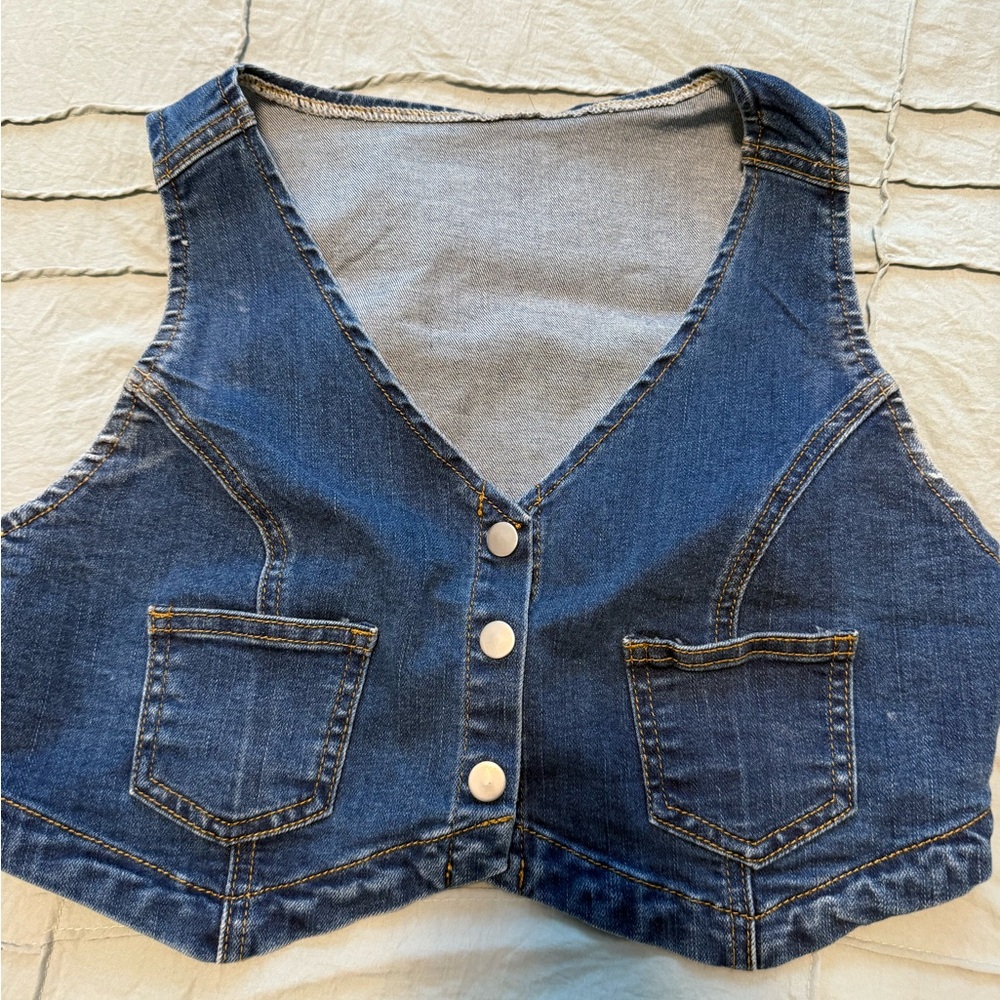 Blue denim vest Crop Top